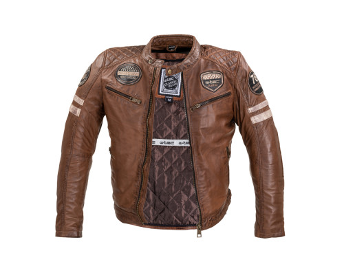 Чоловіча шкіряна куртка W-TEC Milano - коричневий / 6XL