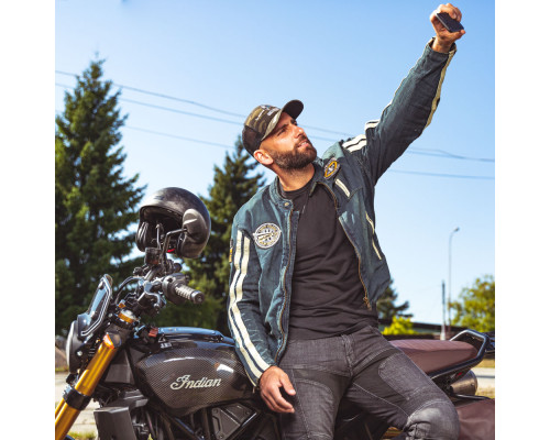 Чоловіча джинсова мотокуртка W-TEC Wildone - розмір 5XL