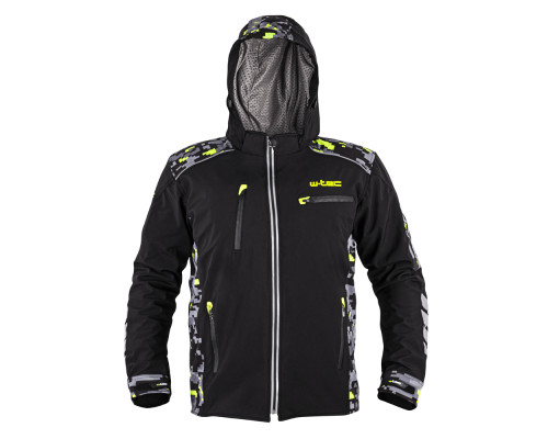 Чоловіча мото-куртка з капюшоном Softshell W-TEC Kybero - розмір XL / чорний