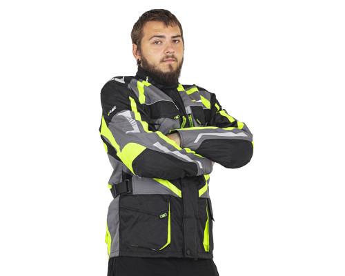 Чоловіча мото-куртка W-TEC Burdys Evo - розмір 5XL, чорно-сіро-зелена