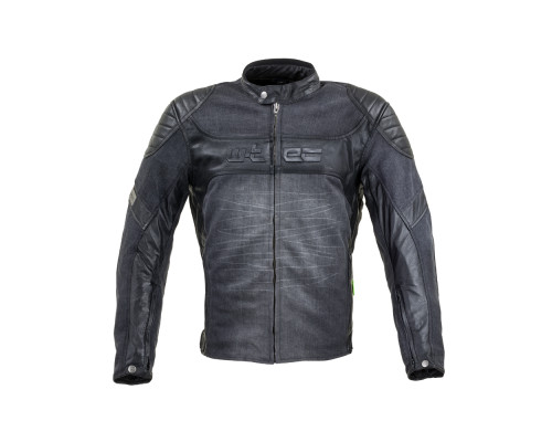 Шкіряно-джинсова мото-куртка W-TEC Metalgy - розмір 5XL / чорна