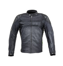 Шкіряно-джинсова мото-куртка W-TEC Metalgy - розмір 6XL / чорна