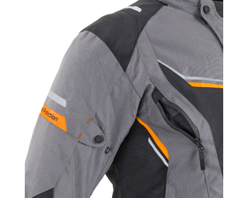 Чоловіча мото-куртка W-TEC Brandon - розмір S, чорно-сіро-оранжева
