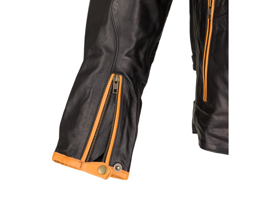 Шкіряна мото-куртка W-TEC Brenerro - розмір 5XL / чорно-оранжево-біла