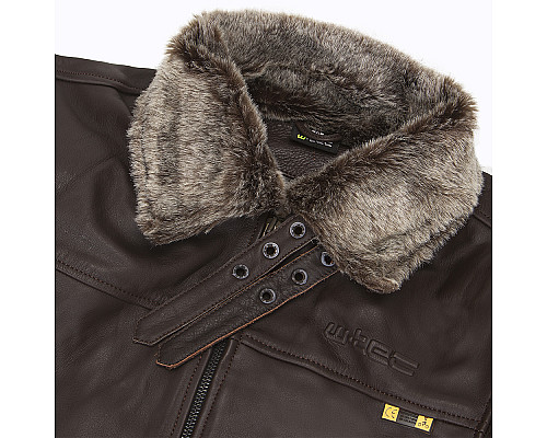 Чоловіча шкіряна мотокуртка W-TEC NF-1125 - коричневий / 4XL