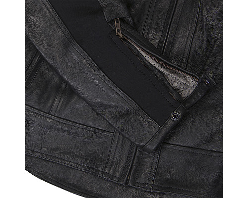 Чоловіча шкіряна мотокуртка W-TEC Mardok NF-1121 - чорна/ розмір XXL