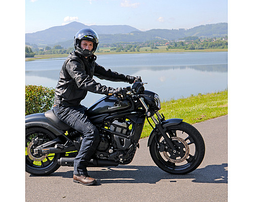 Чоловіча шкіряна мотокуртка W-TEC Mardok NF-1121 - чорна/ розмір 6XL