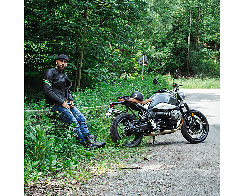 Шкіряна мото куртка W-TEC Montegi - Матовий чорний / XXL