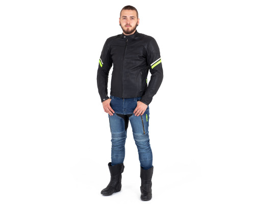 Шкіряна мото куртка W-TEC Montegi - Матовий чорний / 3XL