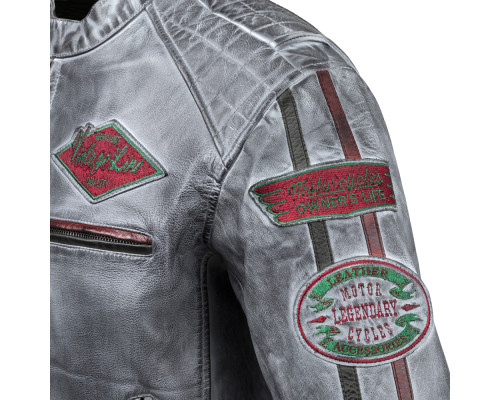 Чоловіча шкіряна мотокуртка W-TEC Sheawen Waxed Grey- сіра/розмір -3XL Чоловіча шкіряна мотокуртка W-TEC Sheawen Waxed Grey- сіра/розмір -3XL