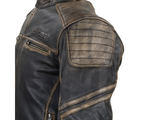 Шкіряна мото куртка W-TEC Mungelli - чорно-коричневий / S
