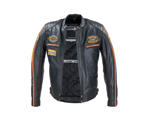 Чоловіча шкіряна мотокуртка W-TEC Sheawen Classic - чорна/ розмір 6XL