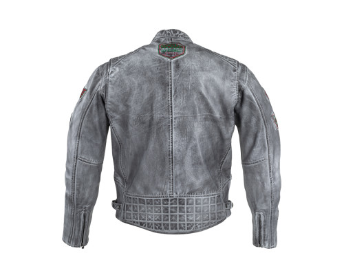 Чоловіча шкіряна мотокуртка W-TEC Sheawen Waxed Grey- сіра/розмір XXL