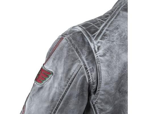 Чоловіча шкіряна мотокуртка W-TEC Sheawen Waxed Grey- сіра/розмір XXL