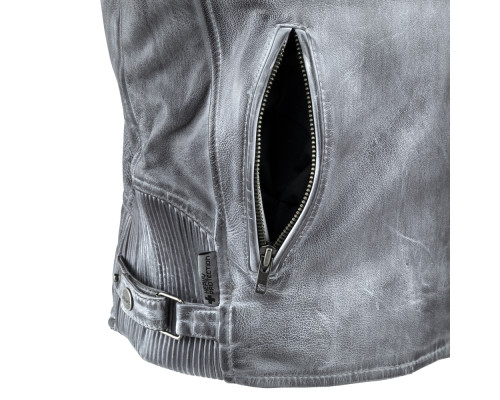 Чоловіча шкіряна мотокуртка W-TEC Sheawen Waxed Grey- сіра/розмір XXL