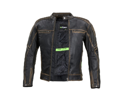 Шкіряна мото куртка W-TEC Mungelli - чорно-коричневий / 6XL
