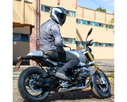 Чоловіча шкіряна мотокуртка W-TEC Sheawen Waxed Grey- сіра/розмір S
