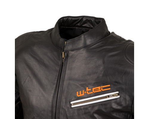 Шкіряна мото-куртка W-TEC Brenerro - розмір L / чорно-оранжево-біла