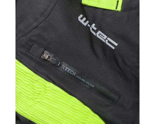 Чоловічі мотоштани W-TEC Rusnac NF-2607 - чорні зі зеленими вставками/3XL