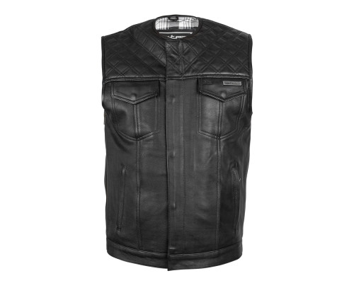 Шкіряний  мотожилет  W-TEC Losango - чорний - 3XL
