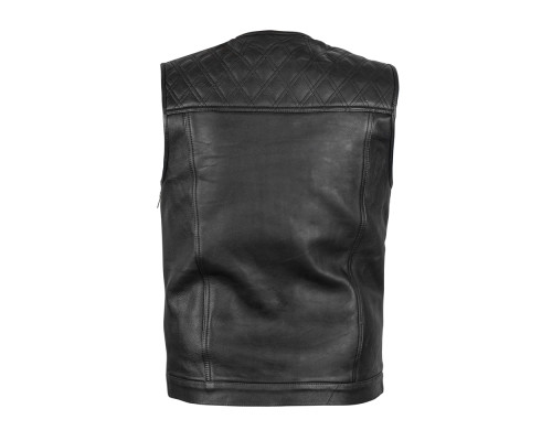 Шкіряний  мотожилет  W-TEC Losango - чорний - 3XL