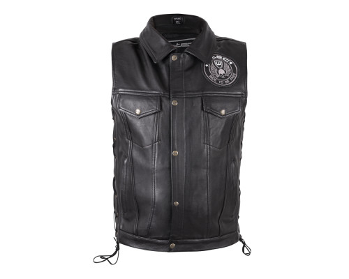 Шкіряний мотожилет W-TEC Highstake - чорний / 3XL