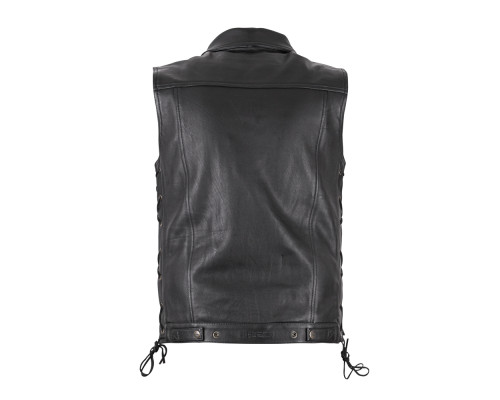 Шкіряний мотожилет W-TEC Highstake - чорний / 3XL