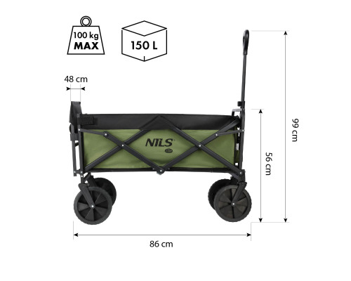 Візок розкладний NILS CAMP NC2602 150 л, зелений
