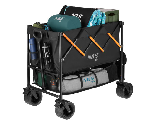 Візок розкладний NILS CAMP NC2607 XXL 160 л, чорно-оранжевий
