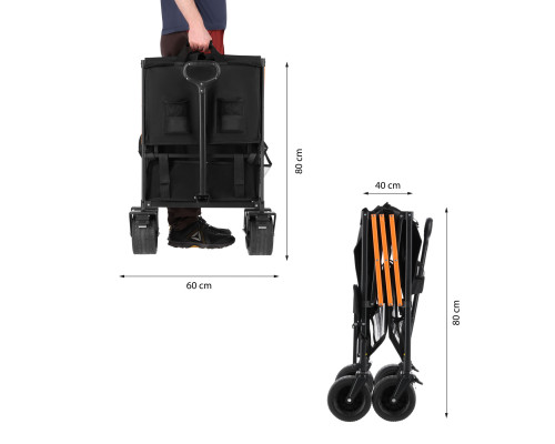 Візок розкладний NILS CAMP NC2607 XXL 160 л, чорно-оранжевий