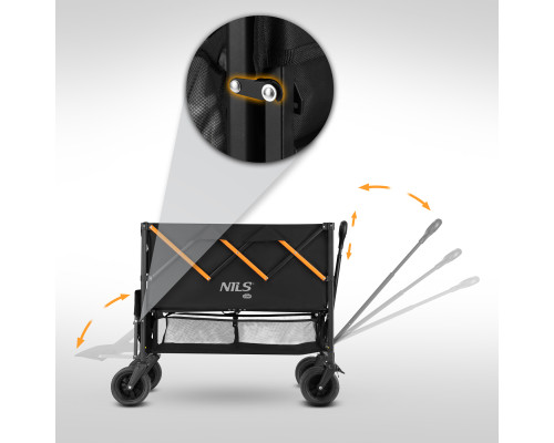 Візок розкладний NILS CAMP NC2607 XXL 160 л, чорно-оранжевий