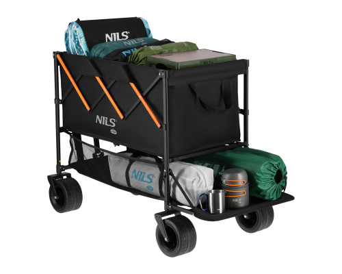 Візок розкладний NILS CAMP NC2607 XXL 160 л, чорно-оранжевий