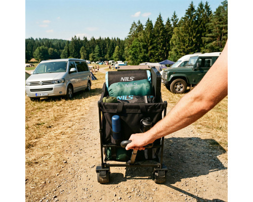 Візок розкладний NILS CAMP NC2607 XXL 160 л, чорно-оранжевий