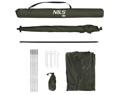 Парасоля рибальска з повним захистом NILS CAMP NC4701 250 х 220 см, темно-зелена