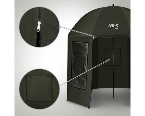Парасоля рибальска з повним захистом NILS CAMP NC4701 250 х 220 см, темно-зелена