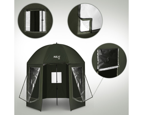Парасоля рибальска з повним захистом NILS CAMP NC4701 250 х 220 см, темно-зелена