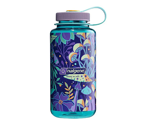 Пляшка для води Nalgene 1 л WM Blue w/Botanical Mushrooms, різнокольорова