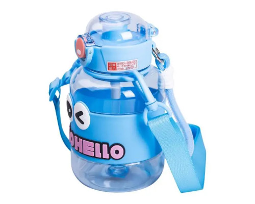 Дитяча пляшка для води Yiwu HELLO-HELLO 680 мл з ремінцем, блакитна Дитяча пляшка для води Yiwu HELLO-HELLO 680 мл з ремінцем, блакитна