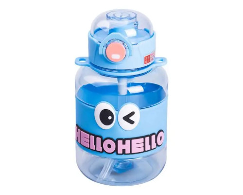 Дитяча пляшка для води Yiwu HELLO-HELLO 680 мл з ремінцем, блакитна Дитяча пляшка для води Yiwu HELLO-HELLO 680 мл з ремінцем, блакитна