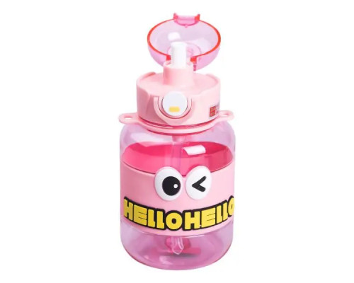 Дитяча пляшка для води Yiwu HELLO-HELLO 680 мл з ремінцем, рожева Дитяча пляшка для води Yiwu HELLO-HELLO 680 мл з ремінцем, рожева