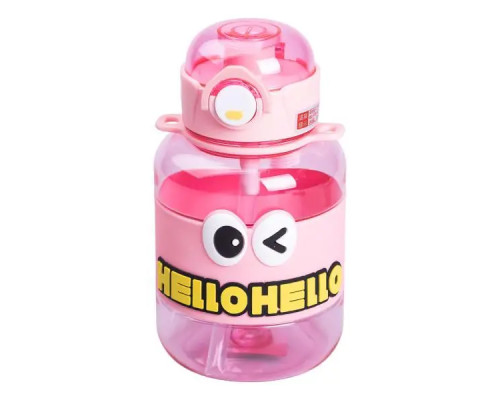 Дитяча пляшка для води Yiwu HELLO-HELLO 680 мл з ремінцем, рожева Дитяча пляшка для води Yiwu HELLO-HELLO 680 мл з ремінцем, рожева