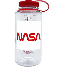 Пляшка Nalgene 1 л WM Clear w/Red Cap Nasa Sustain - біло-червона