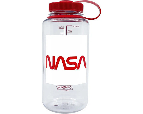 Пляшка Nalgene 1 л WM Clear w/Red Cap Nasa Sustain - біло-червона
