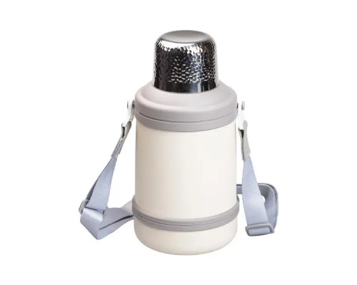 Термос Yiwu HP-14-21V туристичний Vacuum Cup 1,5 л з фліп кришкою та складаними ручками, сіро-зелений