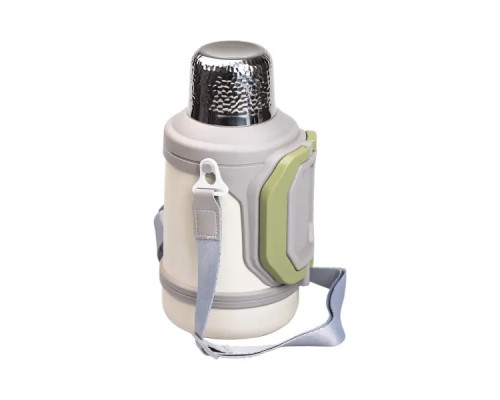 Термос Yiwu HP-14-21V туристичний Vacuum Cup 1,5 л з фліп кришкою та складаними ручками, сіро-зелений