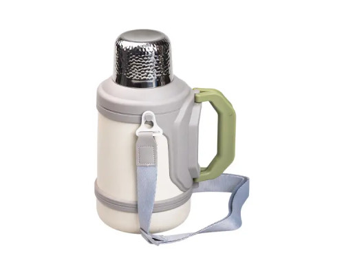 Термос Yiwu HP-14-21V туристичний Vacuum Cup 1,5 л з фліп кришкою та складаними ручками, сіро-зелений