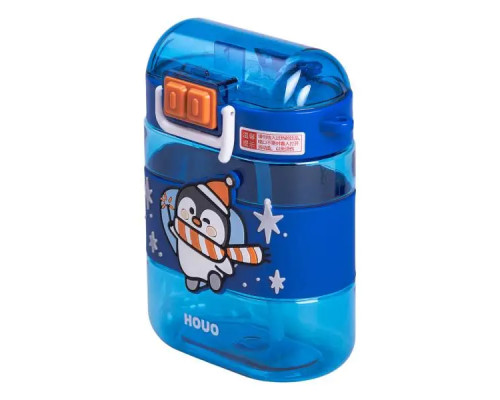 Дитяча пляшка для води Yiwu Dodo Penguin 560 мл з ремінцем, синя Дитяча пляшка для води Yiwu Dodo Penguin 560 мл з ремінцем, синя
