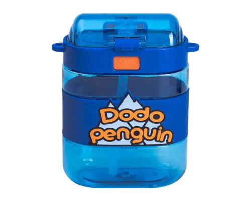 Дитяча пляшка для води Yiwu Dodo Penguin 560 мл з ремінцем, синя Дитяча пляшка для води Yiwu Dodo Penguin 560 мл з ремінцем, синя