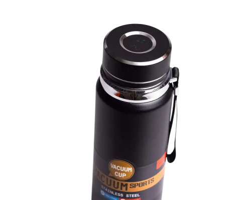 Термос Yiwu HP-14-30B Vacuum Sports 1 л з датчиком температури та ситечком, чорний Термос Yiwu HP-14-30B Vacuum Sports 1 л з датчиком температури та ситечком, чорний