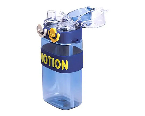 Пляшка для води Yiwu MOTION 550 мл з подвійним відкриванням, синя Пляшка для води Yiwu MOTION 550 мл з подвійним відкриванням, синя